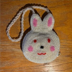 Adorable Bunny Beaded Kids Purse - White and Pink